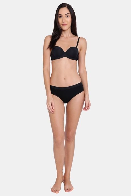 Red Rose Cotton Mid Waist Hips Enhancing Shaper Panty - Black — image 5