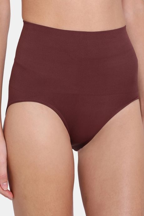Red Rose Seamless Strechable High Rise Full Coverage Tummy Tucker Hipster Panty - Coffee — image 4