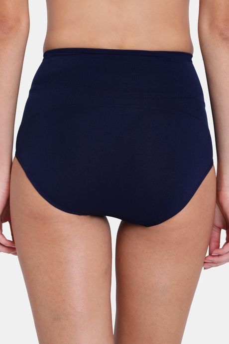 Red Rose Seamless Strechable High Rise Full Coverage Tummy Tucker Hipster Panty - Navy — image 2