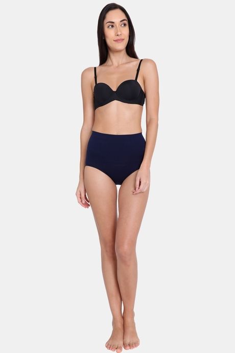 Red Rose Seamless Strechable High Rise Full Coverage Tummy Tucker Hipster Panty - Navy — image 5