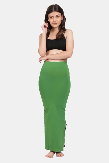 Red Rose Cotton Infused Medium Control Flared Saree Shapewear - Green — image 5