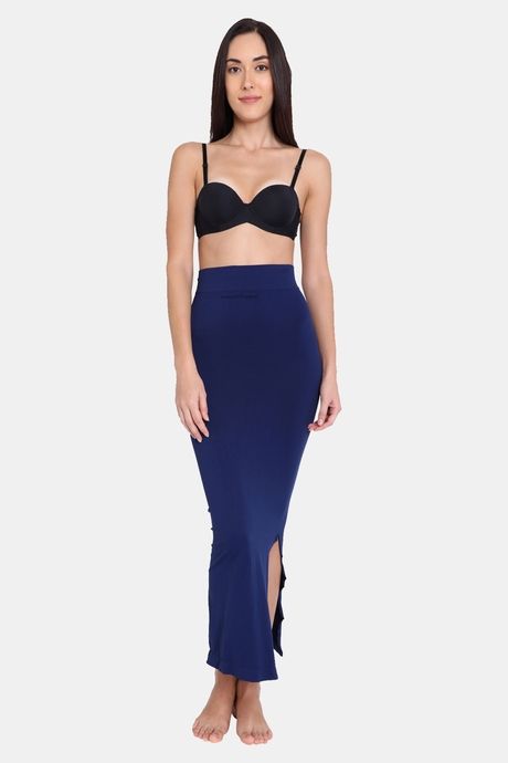 Red Rose Cotton Infused Medium Control Flared Saree Shapewear - Navy — image 5