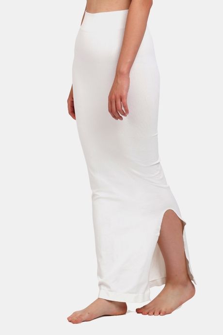 Red Rose Cotton Infused Medium Control Flared Saree Shapewear - White — image 3