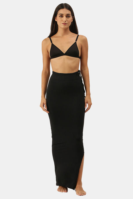 Red Rose Cotton Infused Medium Control Flared Saree Shapewear - Black — image 4