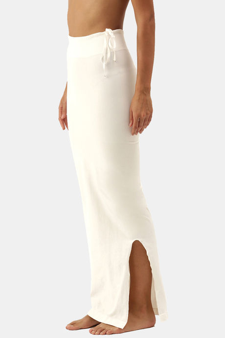 Red Rose Cotton Infused Medium Control Flared Saree Shapewear - White — image 3
