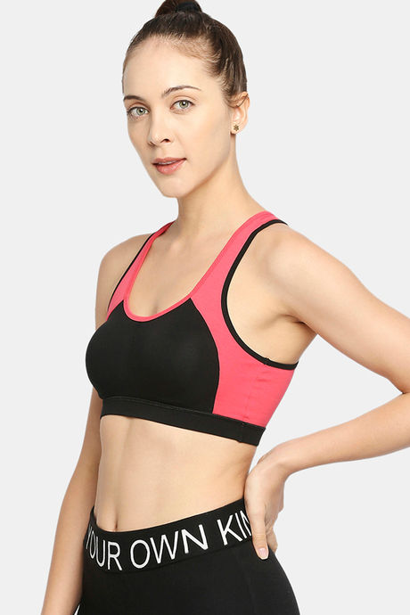 Red Rose Slip On Sports Bra With Removable Padding - Black — image 3