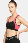 Red Rose Medium Impact Sports Bra With Removable Padding - Black — thumbnail 3