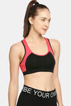 Red Rose Medium Impact Sports Bra With Removable Padding - Black — thumbnail 4
