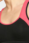Red Rose Medium Impact Sports Bra With Removable Padding - Black — thumbnail 6