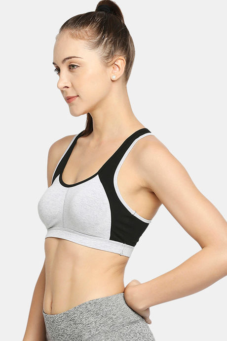 Red Rose Slip On Sports Bra With Removable Padding - Grey — image 3