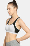 Red Rose Medium Impact Sports Bra With Removable Padding - Grey — thumbnail 3