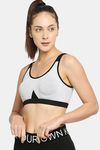 Red Rose Medium Impact Sports Bra With Removable Padding - Grey — thumbnail 1