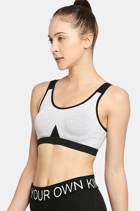 Red Rose Slip On Sports Bra With Removable Padding- Grey — image 3