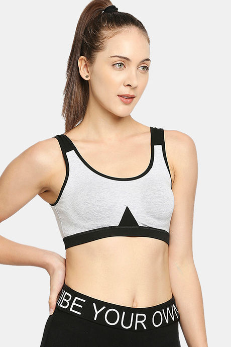 Red Rose Slip On Sports Bra With Removable Padding- Grey — image 4