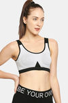 Red Rose Medium Impact Sports Bra With Removable Padding - Grey — thumbnail 4