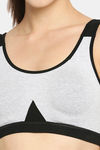 Red Rose Medium Impact Sports Bra With Removable Padding - Grey — thumbnail 6