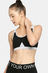 Red Rose Medium Impact Sports Bra With Removable Padding - Black — thumbnail 1
