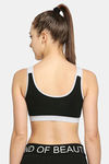 Red Rose Medium Impact Sports Bra With Removable Padding - Black — thumbnail 2