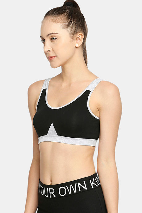 Red Rose Slip On Sports Bra With Removable Padding - Black — image 3