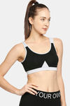 Red Rose Medium Impact Sports Bra With Removable Padding - Black — thumbnail 4