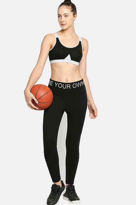 Red Rose Slip On Sports Bra With Removable Padding - Black — image 5