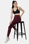 Red Rose Moisture Wicking Legging - Wine — thumbnail 2