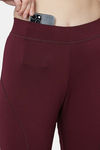 Red Rose Moisture Wicking Legging - Wine — thumbnail 6