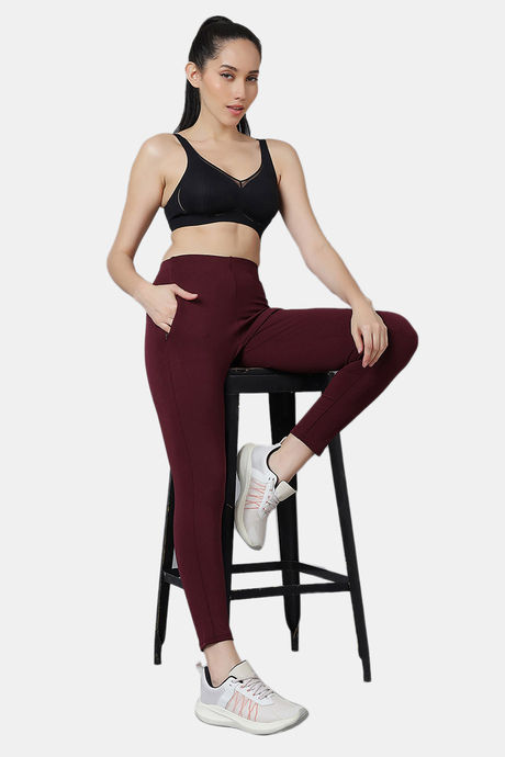Red Rose Moisture Wicking Legging - Wine — image 2