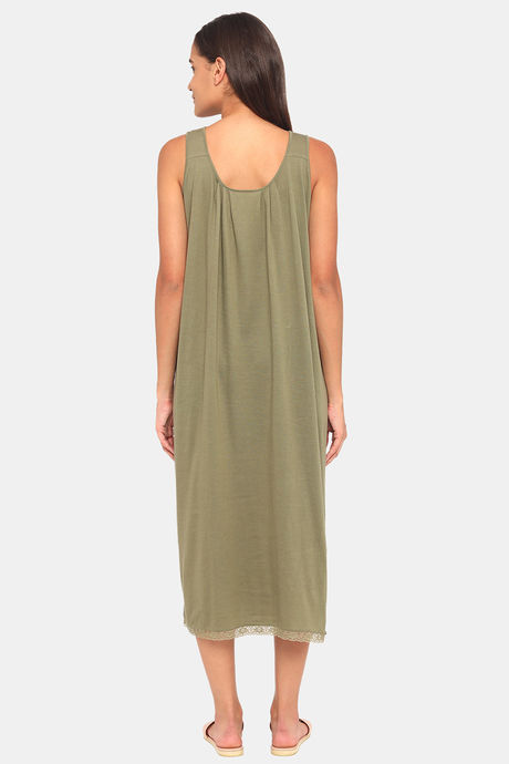 Red Rose Cotton Night Dress - Green — image 3
