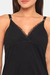 Red Rose Cotton Night Dress - Black — thumbnail 5