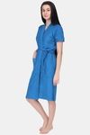 Red Rose Terry Cotton Bathrobes - Blue — thumbnail 3