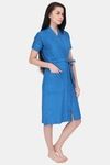 Red Rose Terry Cotton Bathrobes - Blue — thumbnail 4