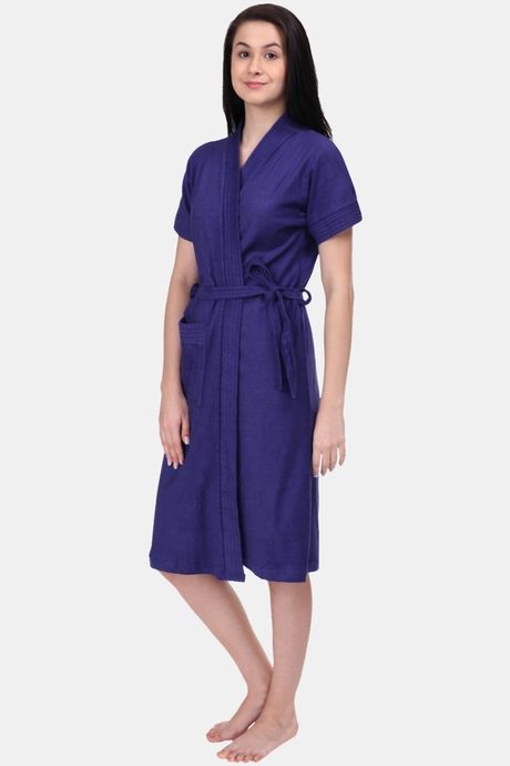 Red Rose Terry Cotton Bathrobes - Blue — image 3
