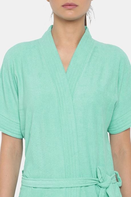 Red Rose Terry Cotton Bathrobes - Dark Green — image 3