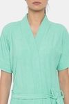 Red Rose Terry Cotton Bathrobes - Dark Green — thumbnail 3