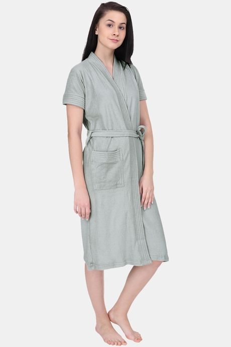 Red Rose Terry Cotton Bathrobes - Grey — image 4