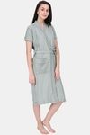 Red Rose Terry Cotton Bathrobes - Grey — thumbnail 4