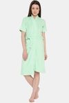 Red Rose Terry Cotton Bathrobes - Light Green — thumbnail 1