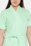 Red Rose Terry Cotton Bathrobes - Light Green — thumbnail 3