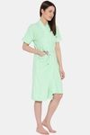 Red Rose Terry Cotton Bathrobes - Light Green — thumbnail 4