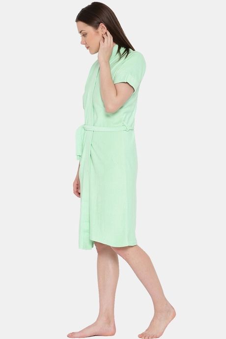 Red Rose Terry Cotton Bathrobes - Light Green — image 5