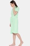 Red Rose Terry Cotton Bathrobes - Light Green — thumbnail 5