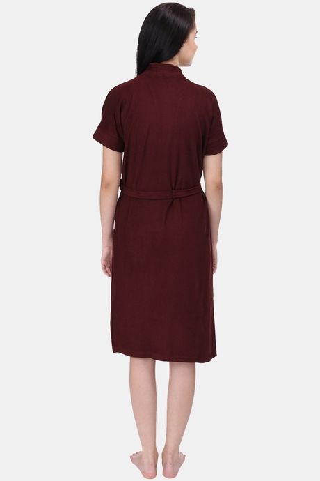 Red Rose Terry Cotton Bathrobes - Maroon — image 2