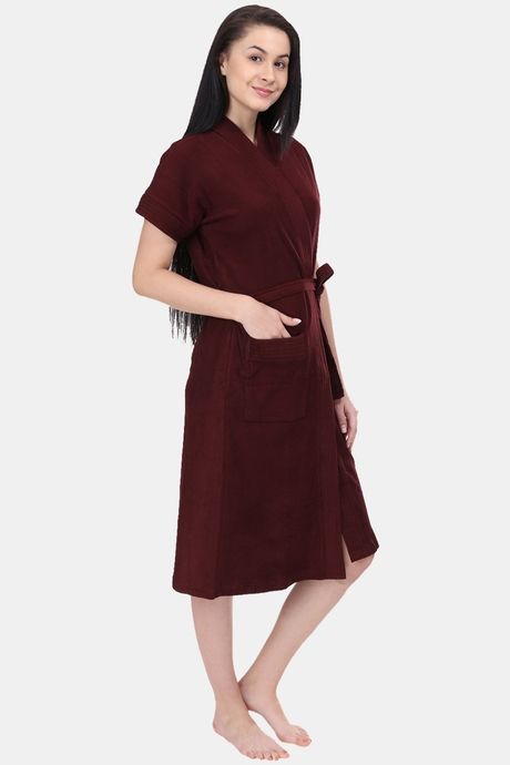 Red Rose Terry Cotton Bathrobes - Maroon — image 4