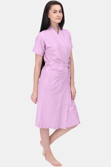 Red Rose Terry Cotton Bathrobes - Purple — image 4