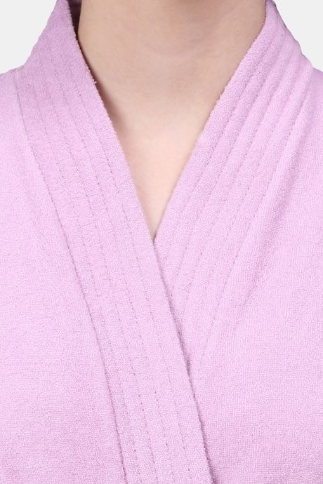 Red Rose Terry Cotton Bathrobes - Purple — image 5