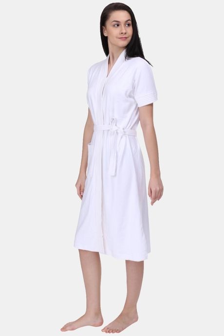 Red Rose Terry Cotton Bathrobes - White — image 3
