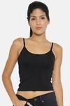 Red Rose Cotton Elastane Camisole - Black — thumbnail 1