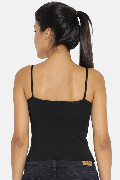 Red Rose Cotton Elastane Camisole - Black — image 2