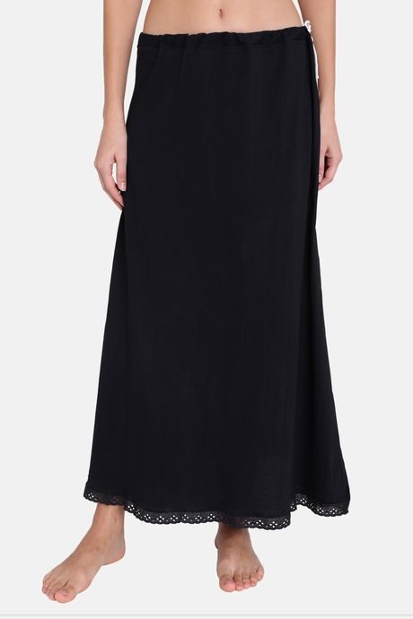 Red Rose Cotton Layering Skirt -Black — image 4